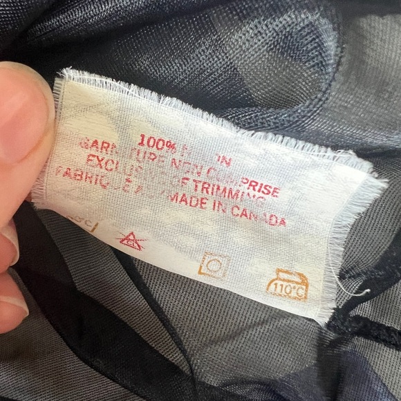 Vintage 90s Kasara Black Nylon Coquette Nightgown Sleepwear Lingerie Top Small - Picture 8 of 10